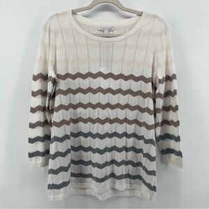 NWT 41 Hawthorn Irene Pointelle Sweater Women’s Size Large Chevron